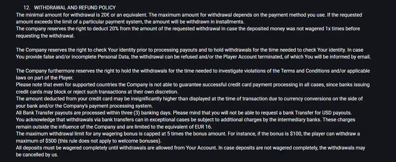 Current Donbet withdrawal screen or official withdrawal terms